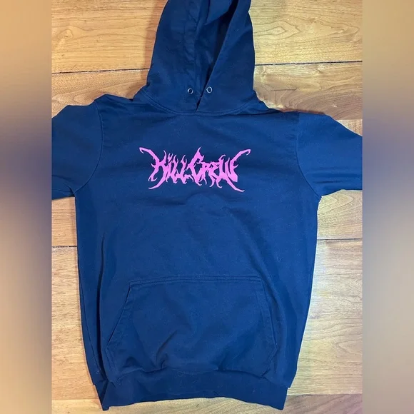 Kill Crew Black Hoodie with Pink Text - Picture 2 of 10